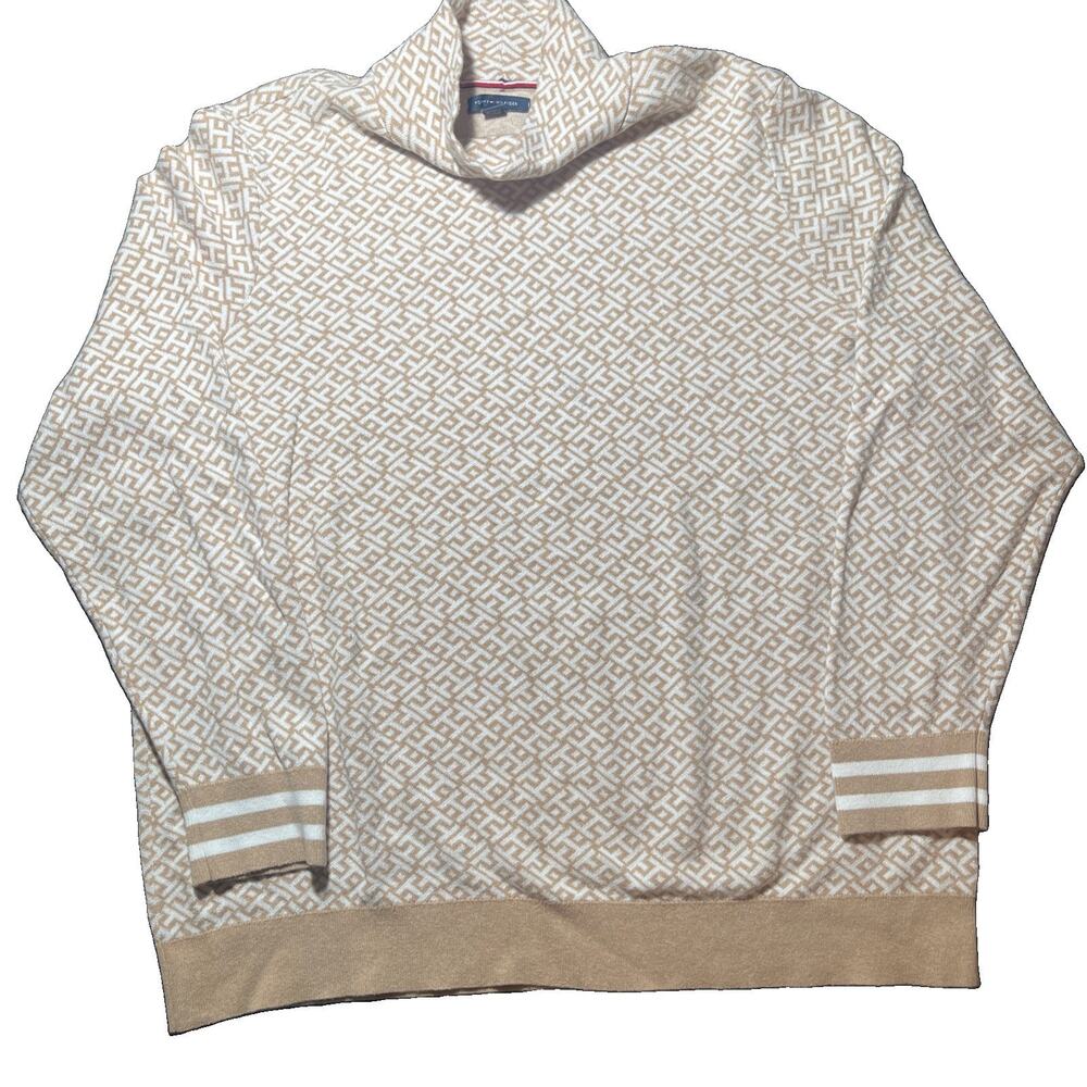 Tommy Hilfiger Womens XXL Sweater Beige Logo Print Pullover